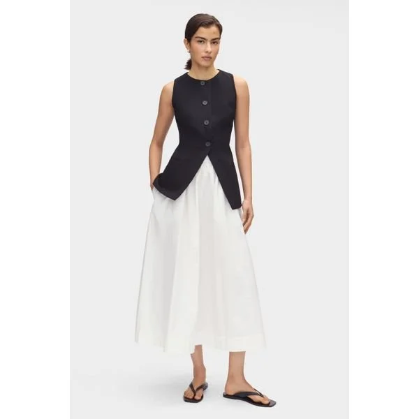 Natalie Elasticated Cotton Midi Skirt