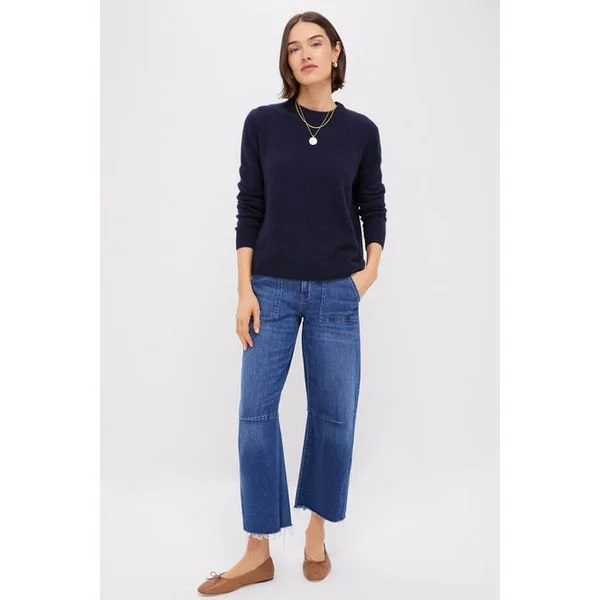 Navy Bodie Boyfriend Cashmere Crewneck Sweater