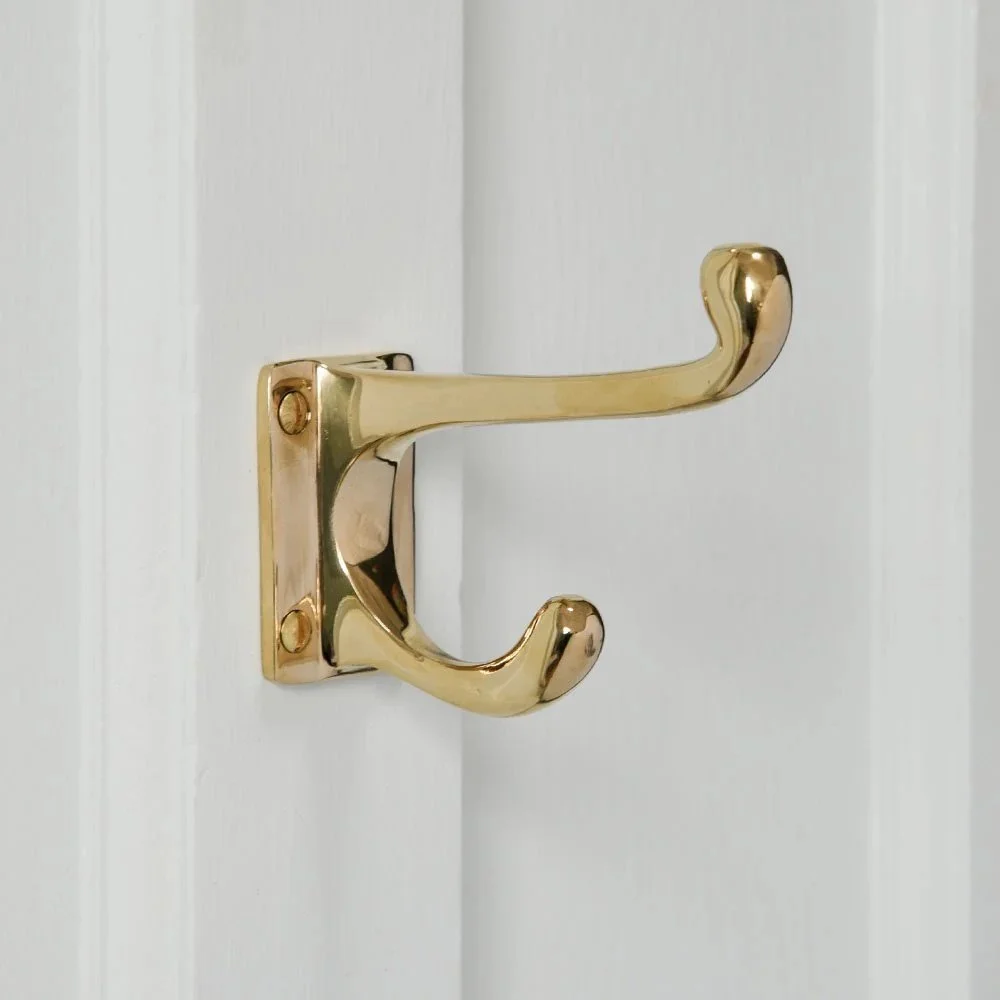 Polished Brass Double Coat Hook
