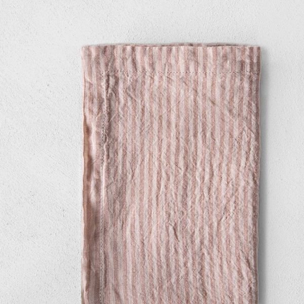 Hale Mercantile | Basix Stripe Linen Napkin - Rosa/Floss