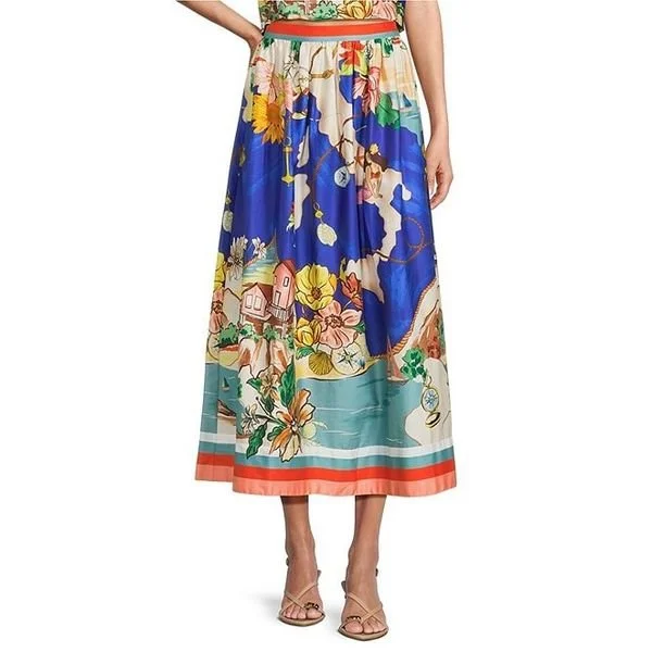 Antonio Melani&nbsp;| Evie Woven Ocean Print High Rise A-Line Coordinating Skirt