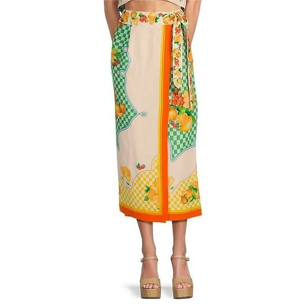 Antonio Melani | Coordinating Clio Fruit Printed Linen Wrap Skirt