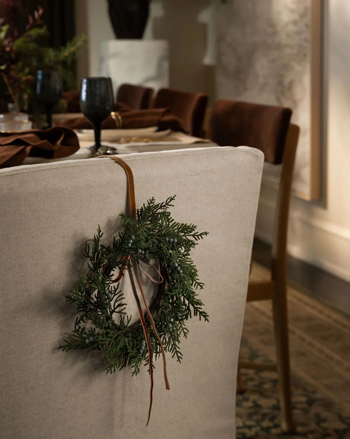 8" Blueberry &amp; Juniper Faux Wreath