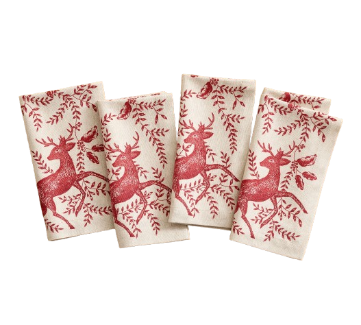 Fair Isle Deer Cotton Napkins - Set of 4