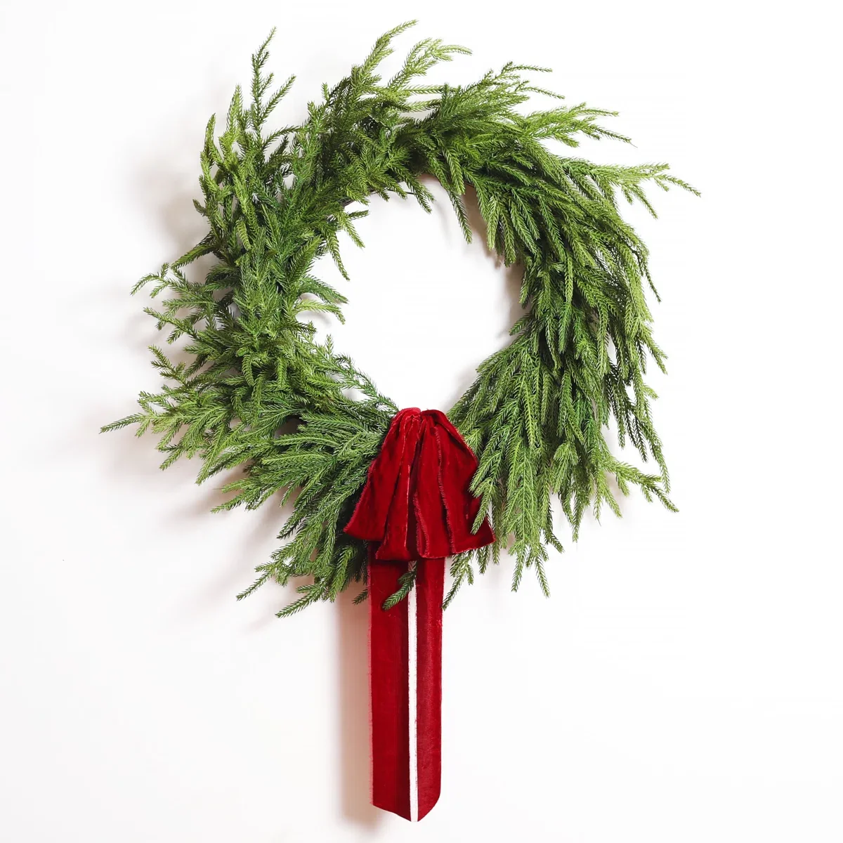 Real Touch Norfolk Pine Front Door Christmas Holiday Winter Wreath
