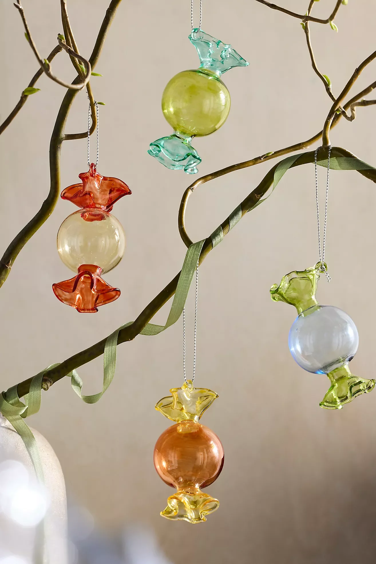 Two-Tone Candy Glass Ornaments, Set of 4