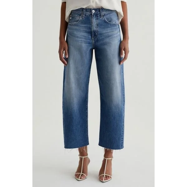 AG | Hattie Raw Hem High Waist Crop Barrel Jeans