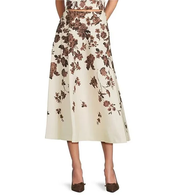 Antonio Melani x Style Bungalow Chintz Floral Coordinating Canvas Side Pocket A-Line Skirt