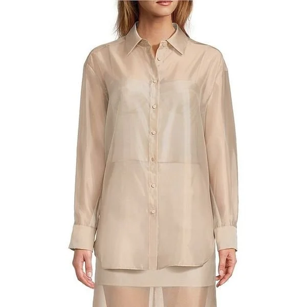 Antonio Melani | Priscilla Organza Sheer Long Sleeve Button Front Coordinating Blouse