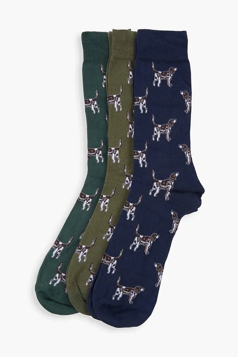 Barbour Forest Mist Pointer Dog Socks Gift Box