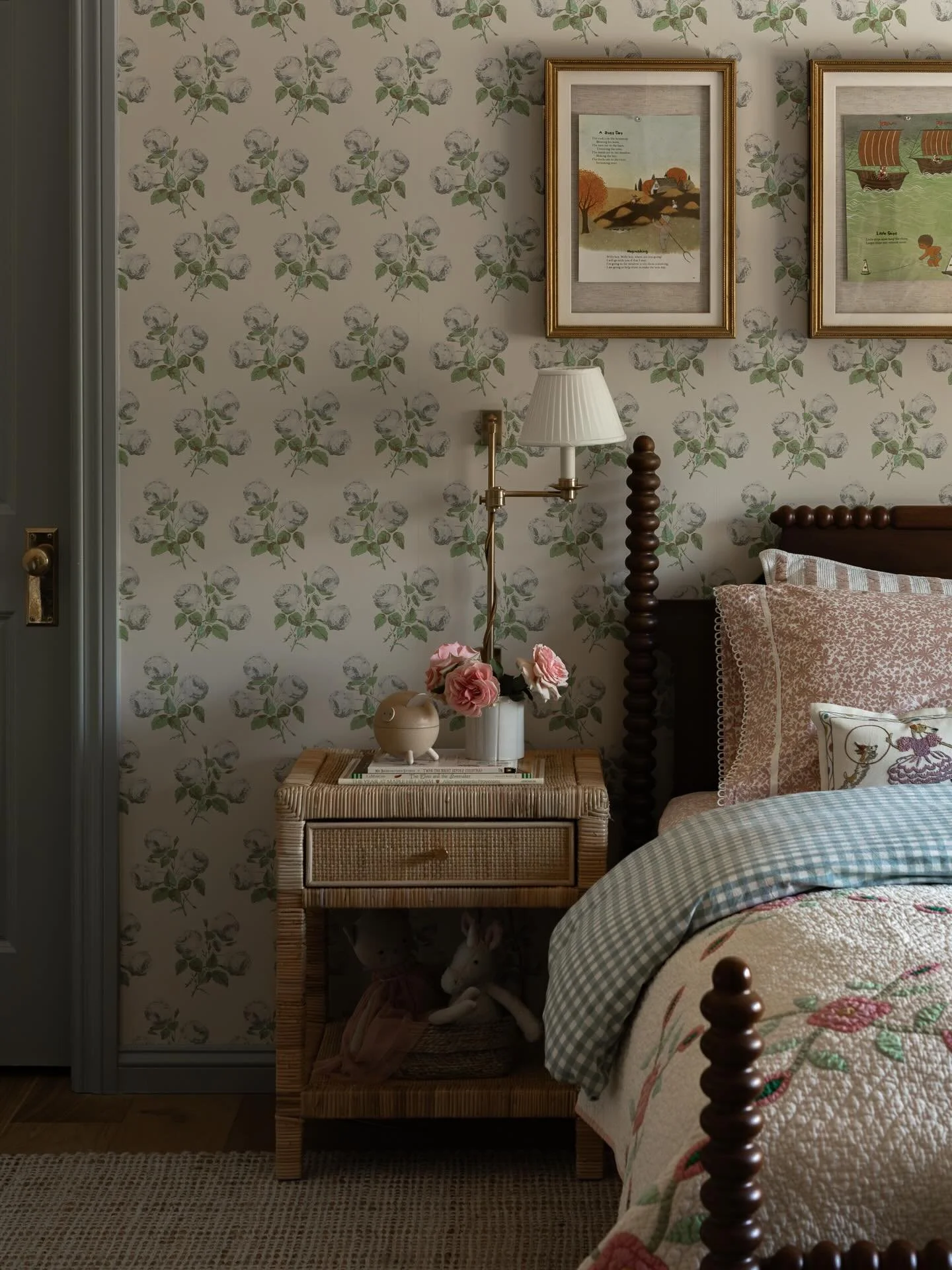 I know I&rsquo;ve already shown you my daughter&rsquo;s room, but I just love it so much I had to share it from every angle. Surrounded by Colefax and Fowler&rsquo;s Bowood floral wallpaper and French blue trim, it&rsquo;s a grown-up yet playful spac