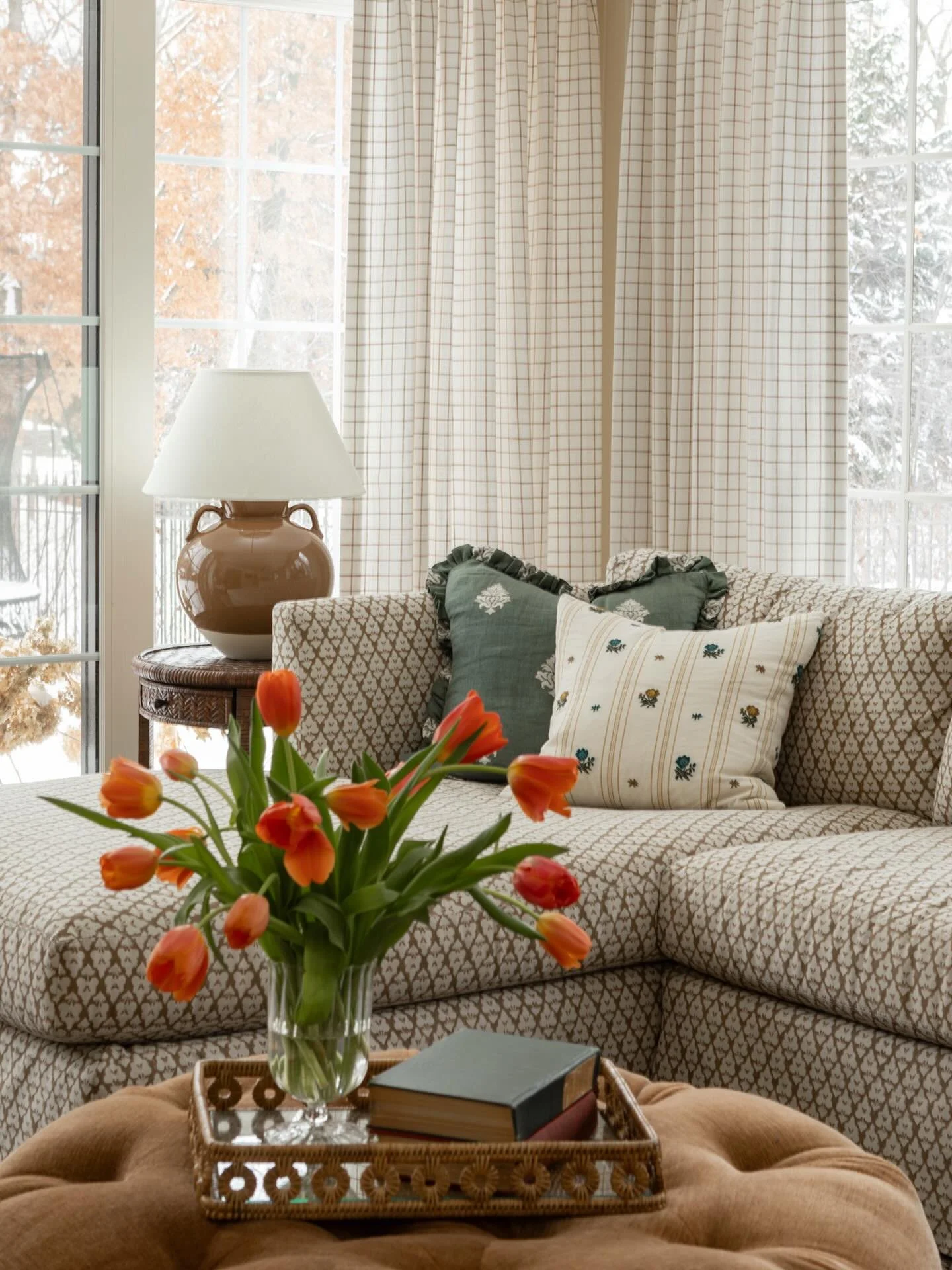 We didn&rsquo;t forget about #OhoClassicTraditional, did you? Today, we&rsquo;re giving you a full look at the sunroom, aka the family room. With the furniture in general, but especially in this room, we leaned into a more traditional aesthetic. That