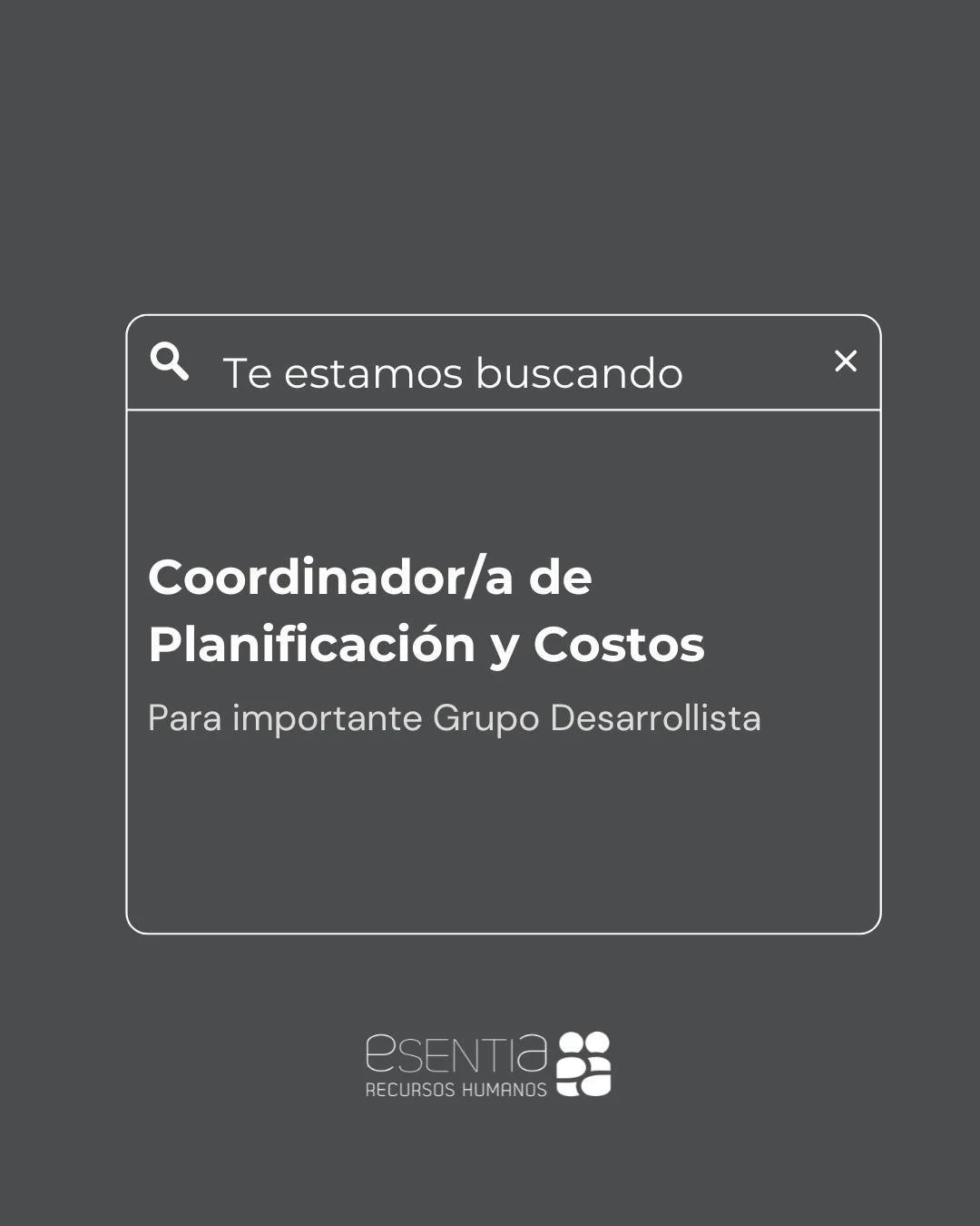 &iexcl;Nueva oportunidad laboral!
🔎 Buscamos Coordinador de Planificaci&oacute;n y Costos para importante Grupo Desarrollista.

📍Ubicaci&oacute;n: C&oacute;rdoba

Postulate desde nuestra web en la secci&oacute;n &ldquo;Oportunidades laborales&rdquo