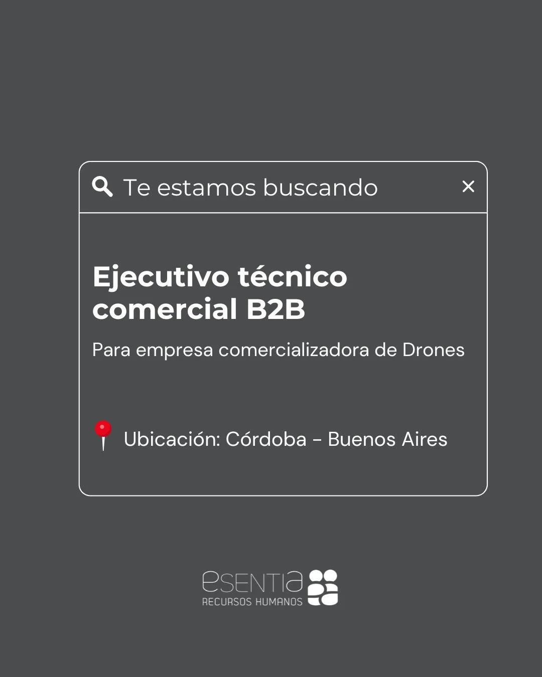 🔎 Buscamos Ejecutivo t&eacute;cnico comercial B2B
📍Ubicaci&oacute;n: C&oacute;rdoba - Buenos Aires
🕘Jornada: Full time
💻Modalidad: H&iacute;brida

Podes compartirnos tu CV desde nuestra web www.esentiarh.com en la secci&oacute;n &ldquo;Oportunida