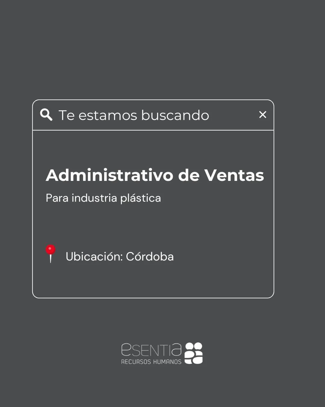 🚀 &iexcl;Estamos buscando un/a Administrativo/a de Ventas!

🔹 Principales desaf&iacute;os:

-Recepci&oacute;n de consulta de clientes.
-Gesti&oacute;n integral de pedidos y art&iacute;culos.
-Administraci&oacute;n y actualizaci&oacute;n de datos de