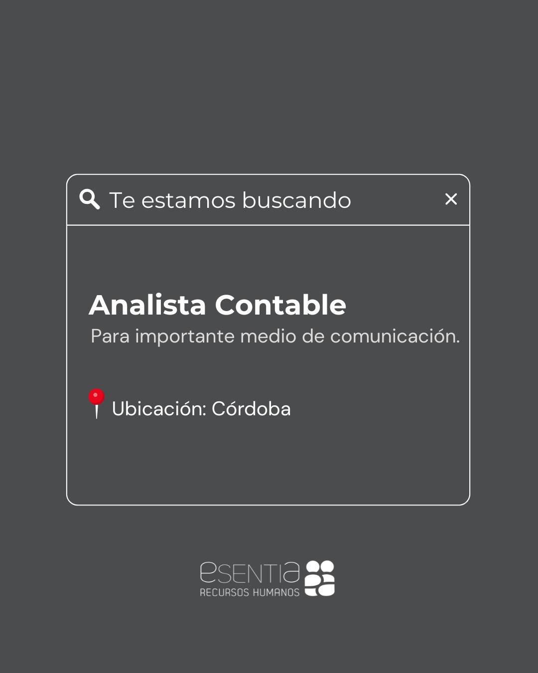 Estamos buscando a un Analista Contable para incorporarse al equipo de un importante medio de comunicaci&oacute;n de C&oacute;rdoba.

📌 Ubicaci&oacute;n: C&oacute;rdoba Capital
📌 Jornada laboral: Full time. 
📌 Modalidad: Presencial

Si te gustar&i
