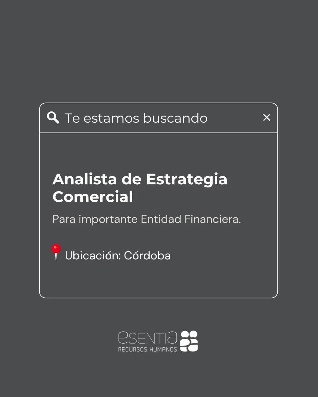 Buscamos a un Analista de Estrategia Comercial para sumarse al equipo de una Importante Entidad Financiera 🚀

👉 Misi&oacute;n del Puesto: Dise&ntilde;ar la estrategia integral del segmento empresas e instituciones, definiendo la propuesta de valor,