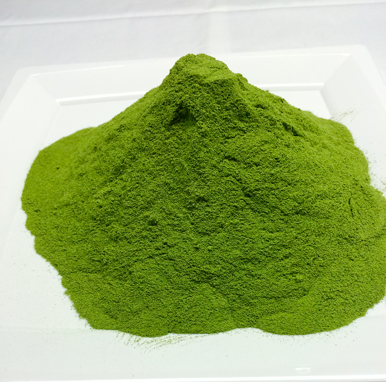 Finely ground nettle herbal tea powder with green, earthy appearance

