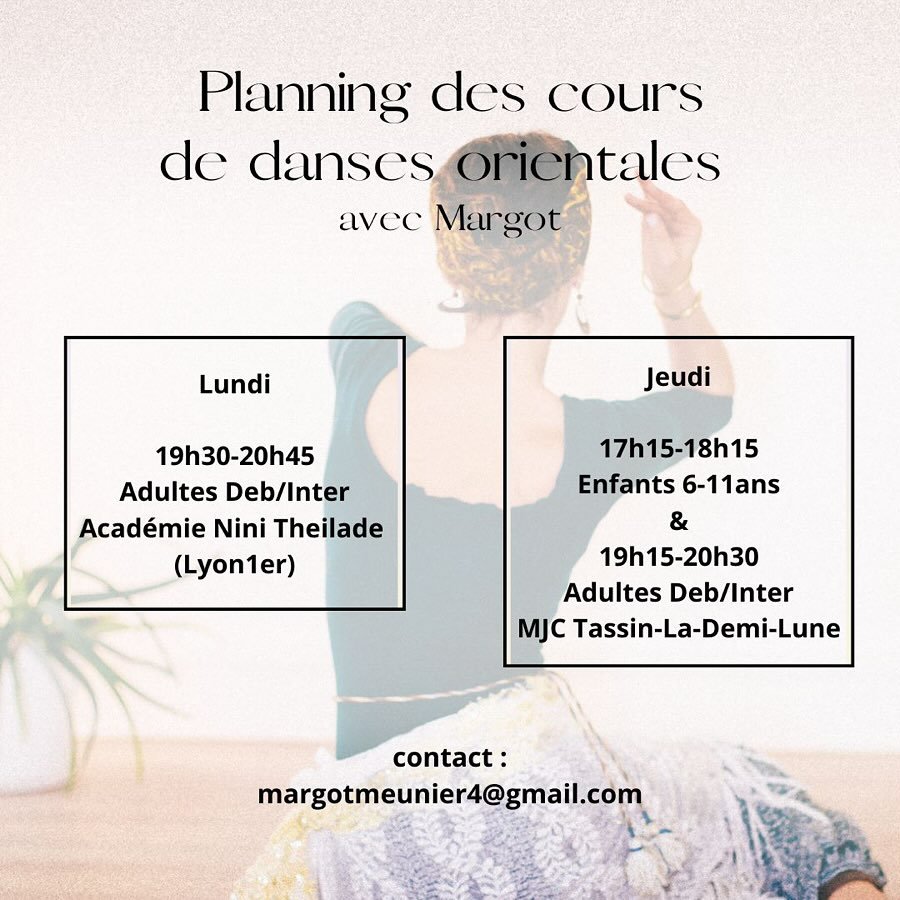 𓁑 Planning des cours de danses orientales pour l&rsquo;ann&eacute;e 2024-2025 !

&Agrave; travers une approche sensible, musicale et f&eacute;minine, d&eacute;couvrez ou approfondissez vos connaissances des danses orientales (de la M&eacute;diterran