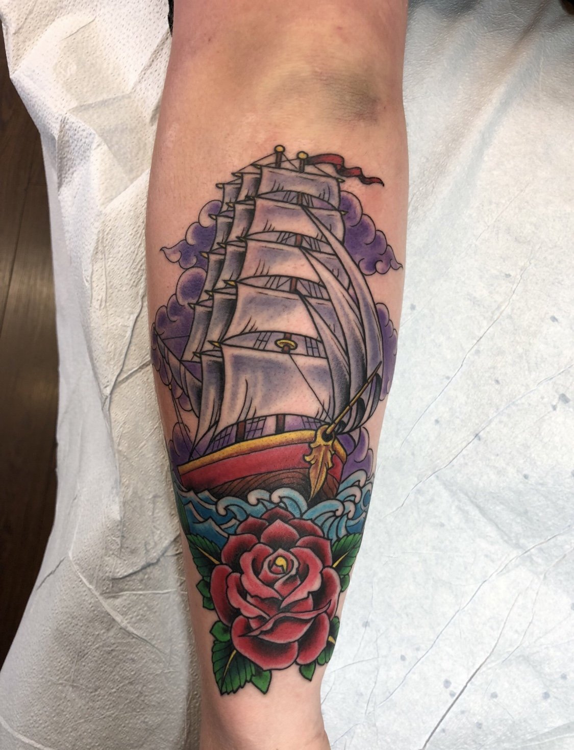 Clipper Ship and Rose