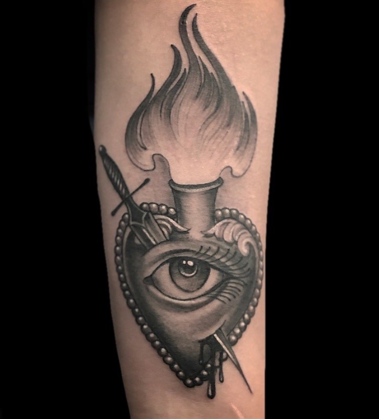 Sacred Heart, Dagger, and Eye
