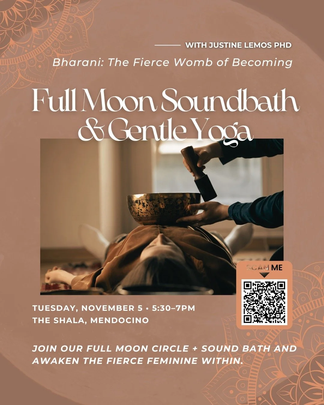 Bharani, the womb of fire. She invites you to surrender, to ignite, to create. 

Join our Full Moon circle + sound bath and awaken the fierce feminine within.
🕯 Nov 5 &bull; 5:30&ndash;7pm at The Shala 

✨ RSVP &amp; enroll today
#FullMoonRitual #Me