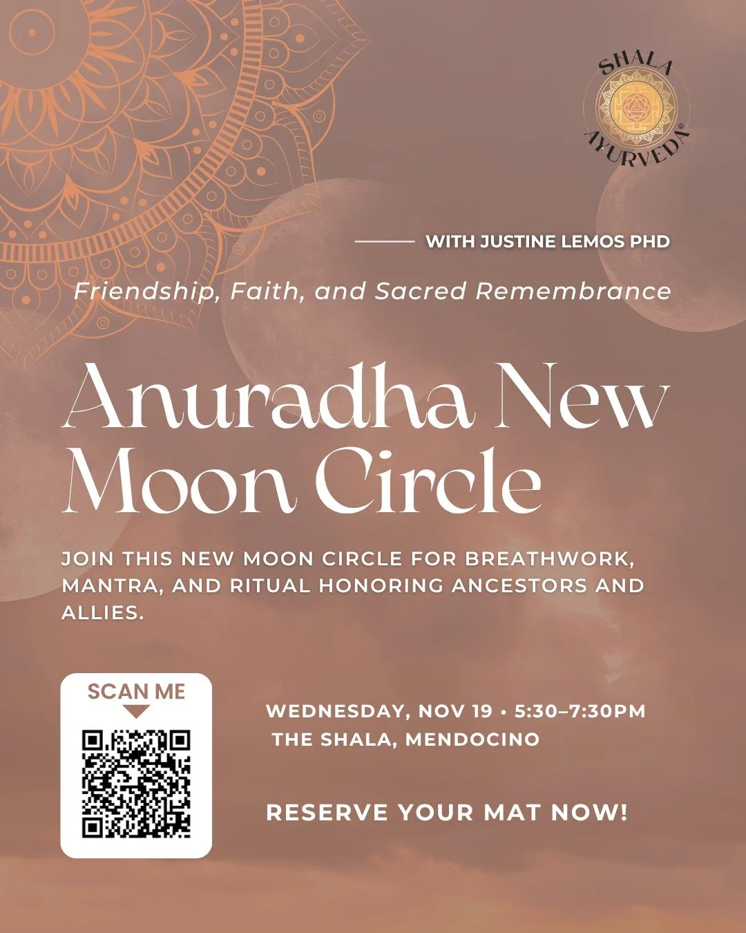Anuradha opens the heart, to love, to loyalty, to luminous friendship. 

Join this New Moon circle for breathwork, mantra, and ritual honoring ancestors and allies. 

🌑 Where devotion becomes light.
🕯 Nov 19 &bull; 5:30&ndash;7:30pm 

Reserve your 