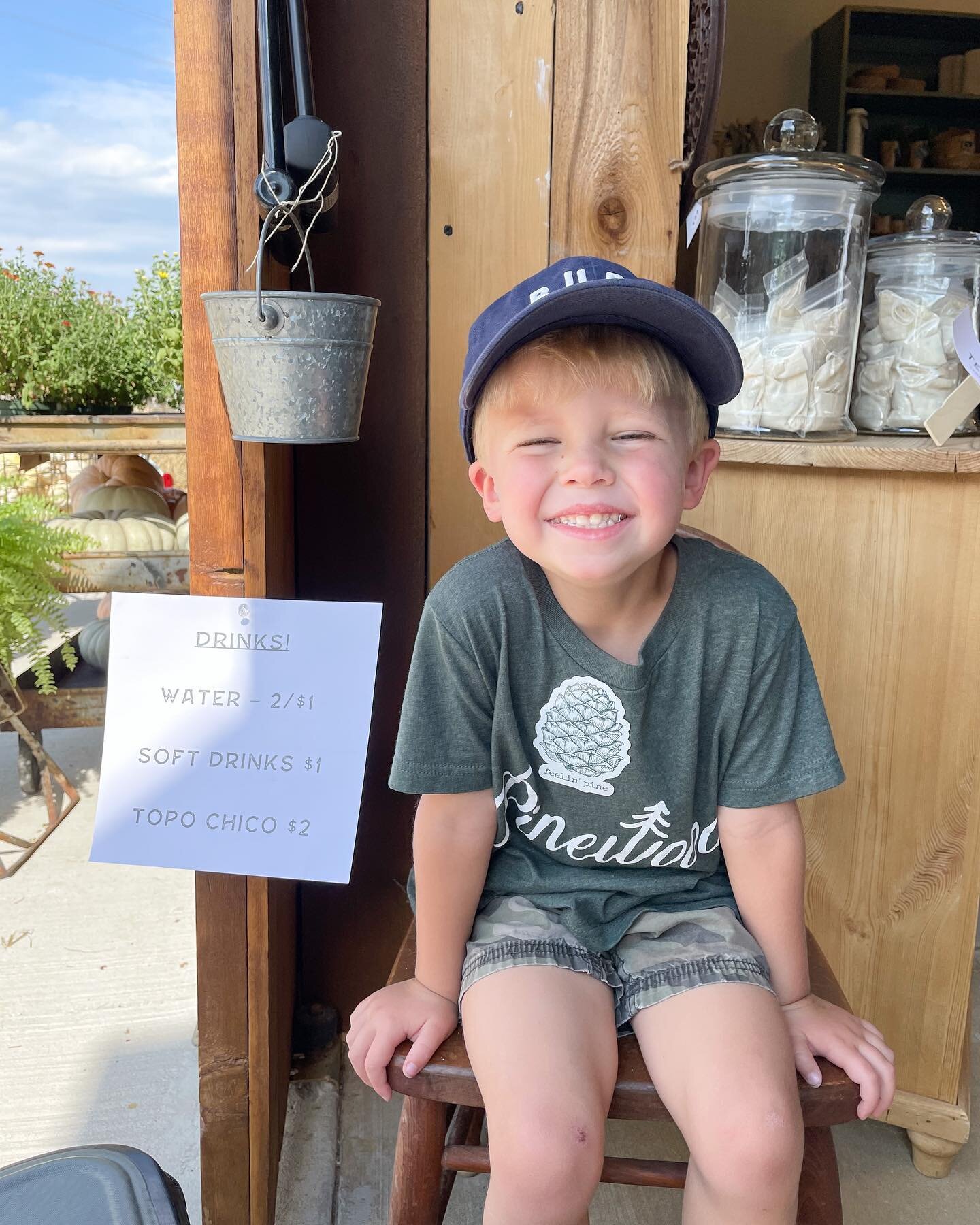 There&rsquo;s a cute kid selling drinks at Pinewood Market today! Y&rsquo;all come see us! We&rsquo;ll be here until 5 and 9-5 tomorrow! 770 S Copper Woods Lane 75077