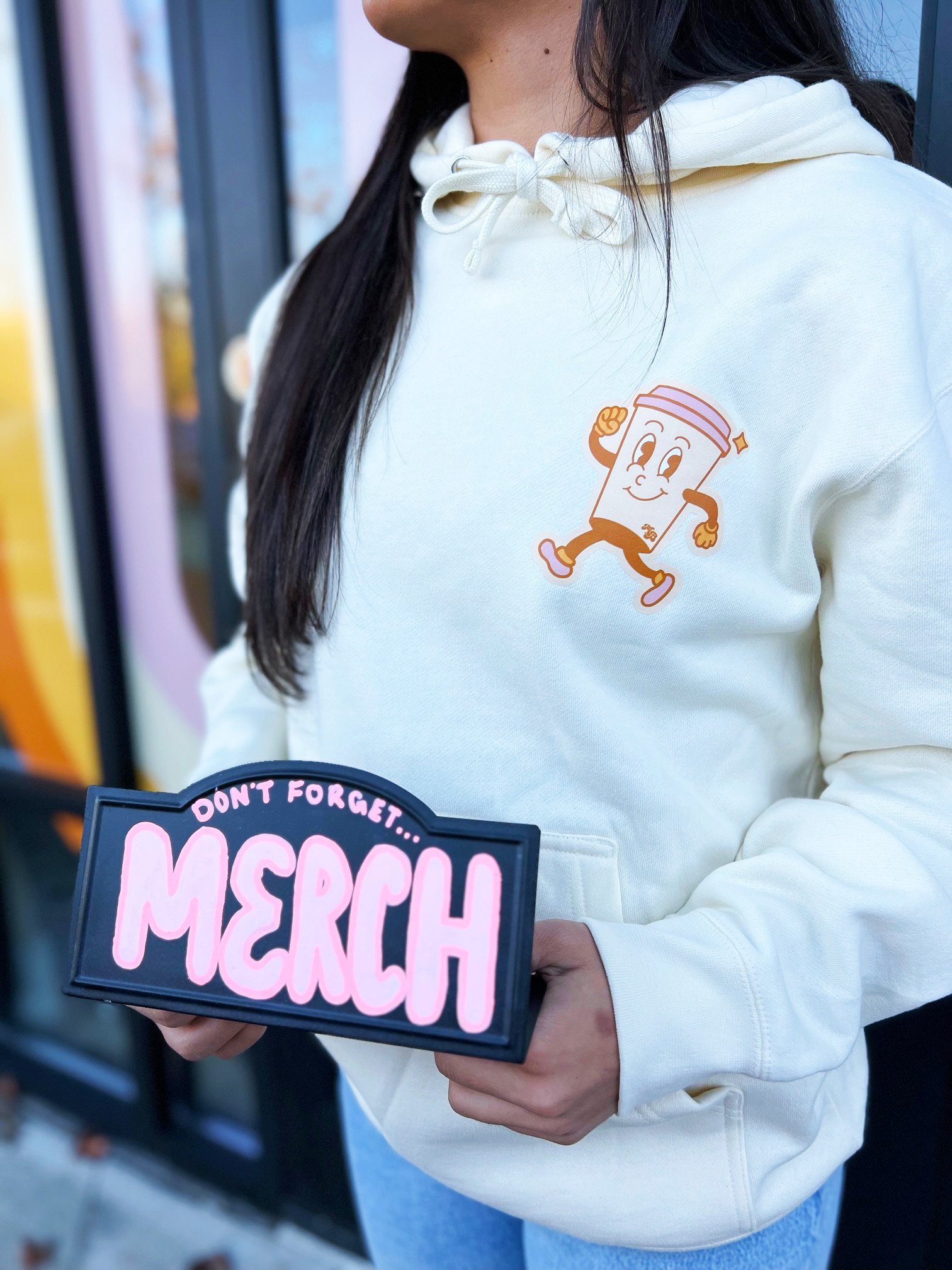 Cream Maple.Bar Pullover Hoodie