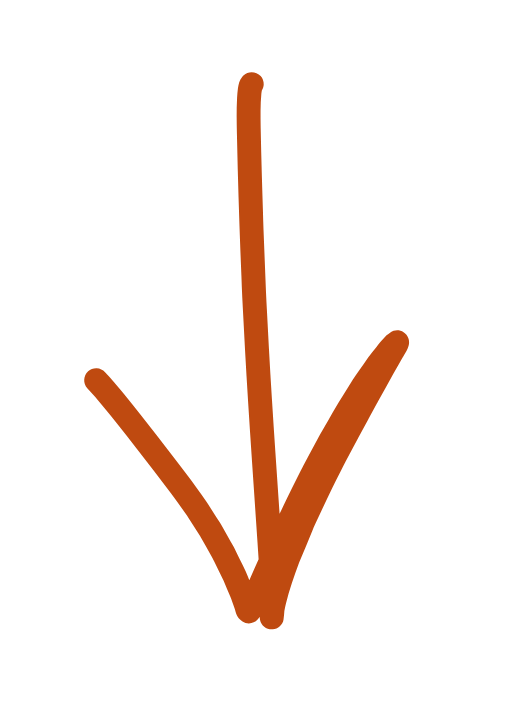 A black arrow pointing downward with three orange lines extending from the point