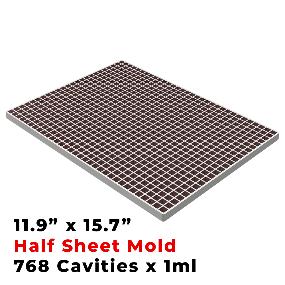 Square Silicone Mold, 4mL, 192 Cavity, Half Sheet, Blue