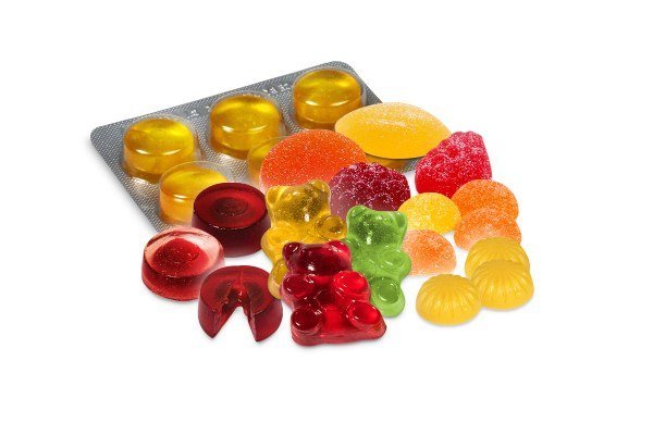 Colorful gelatin gummies