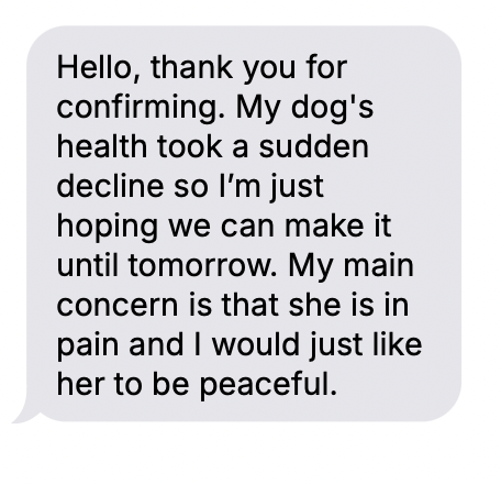 Client message thanking Gentle Journey for confirming next steps