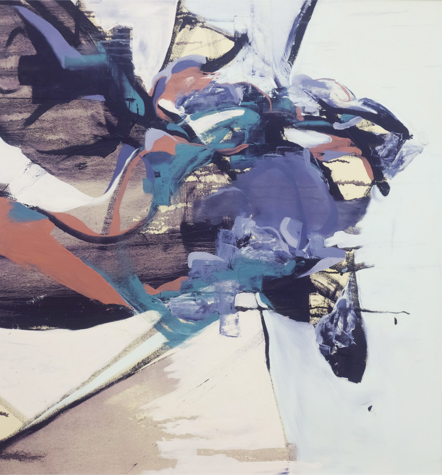 ‘Descent’ 
oil on canvas, 107 x 101cm, 2016 
(Silures Holm House Collection, Penarth, Wales)