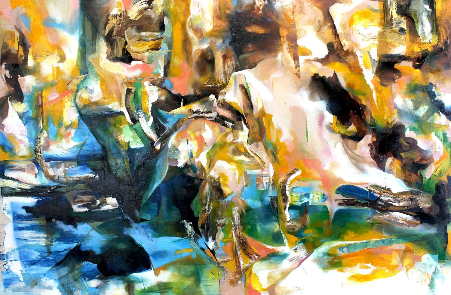 ‘Untitled (Departure)’ 
oil on canvas, 150 x 228.5cm, 2018-19 
(Private Collection, London)