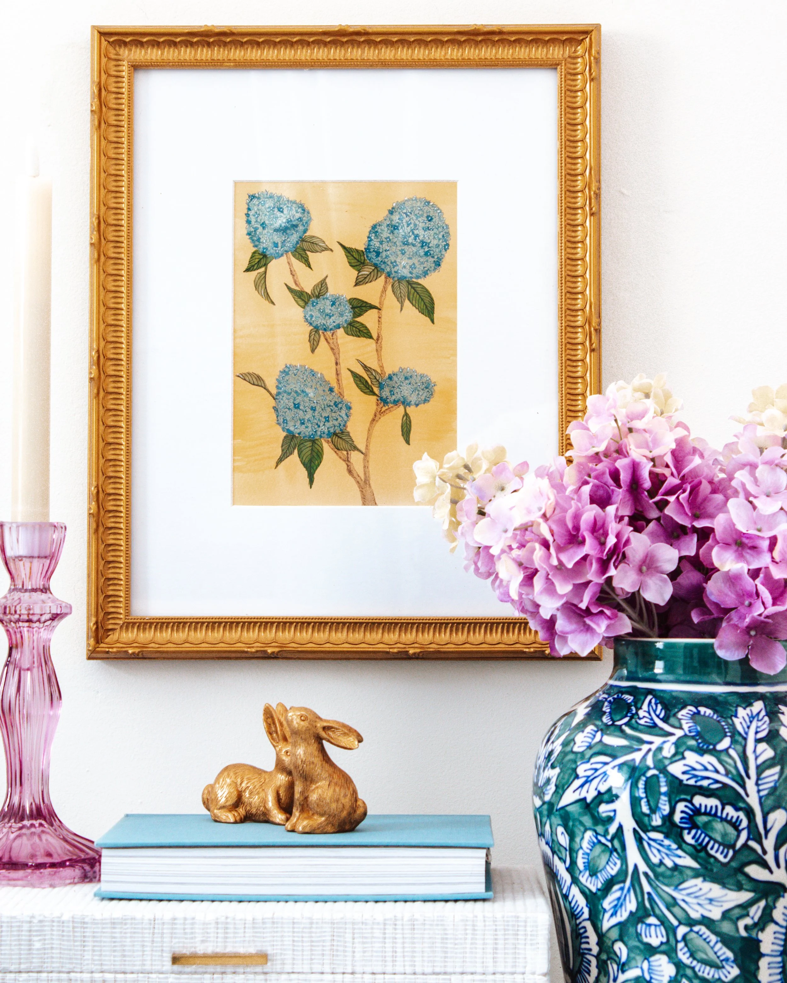 colorful floral art and decor styling