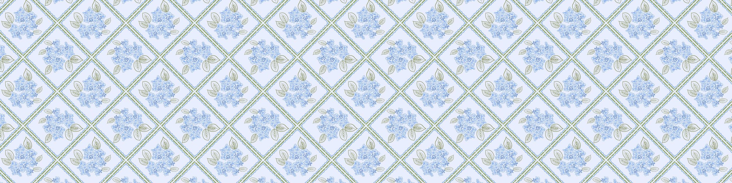 Blue Hydrangea Lattice Pattern