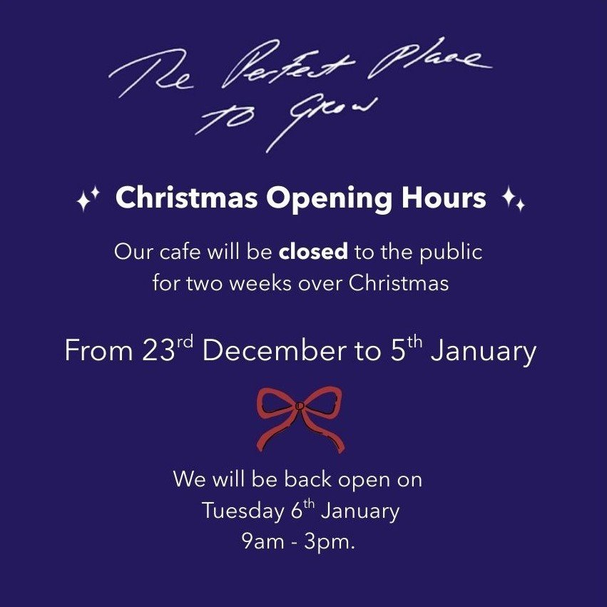 Public Service Announcement: TPPTG Christmas Opening Hours.

TPPTG Cafe will be closed to the public for two weeks over Christmas.

From 23rd December to 5th January

We will be back open on Tuesday 6th January / 9am - 3pm.

Our cafe will be closed t