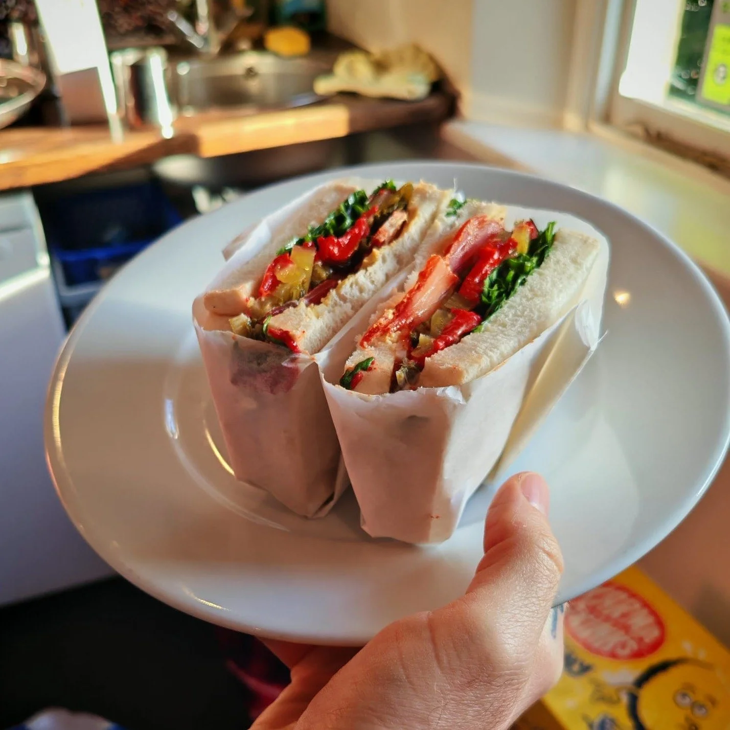 Reminder: We have a sandwich and a soup on the specials board everyweek. You can order them individually or have both for the special price of &pound;12!

This week are sandwiches are

Cured pork, pickled mustard greens &amp; roasted pepper
or
Cheese