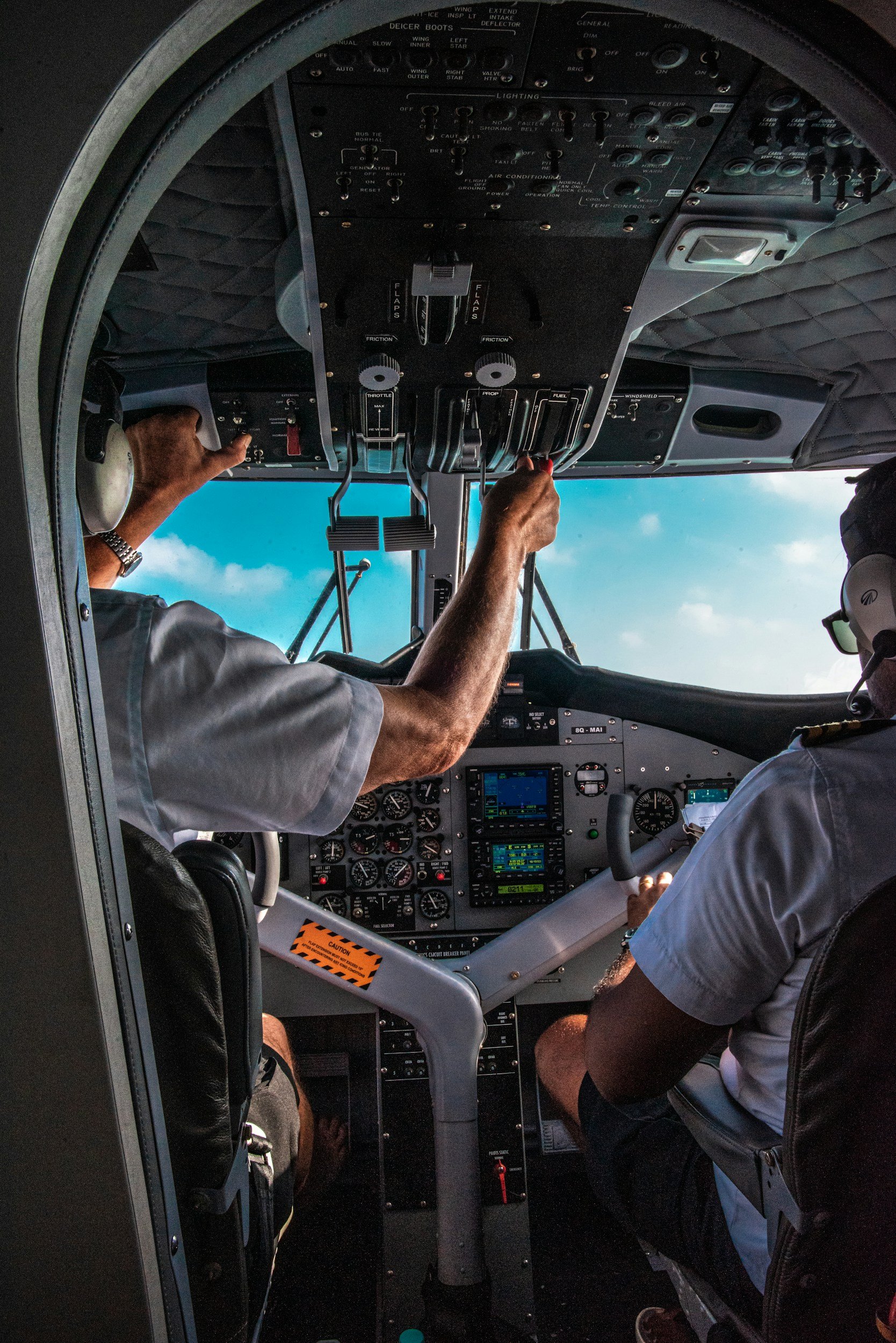 Pilots in flight deck