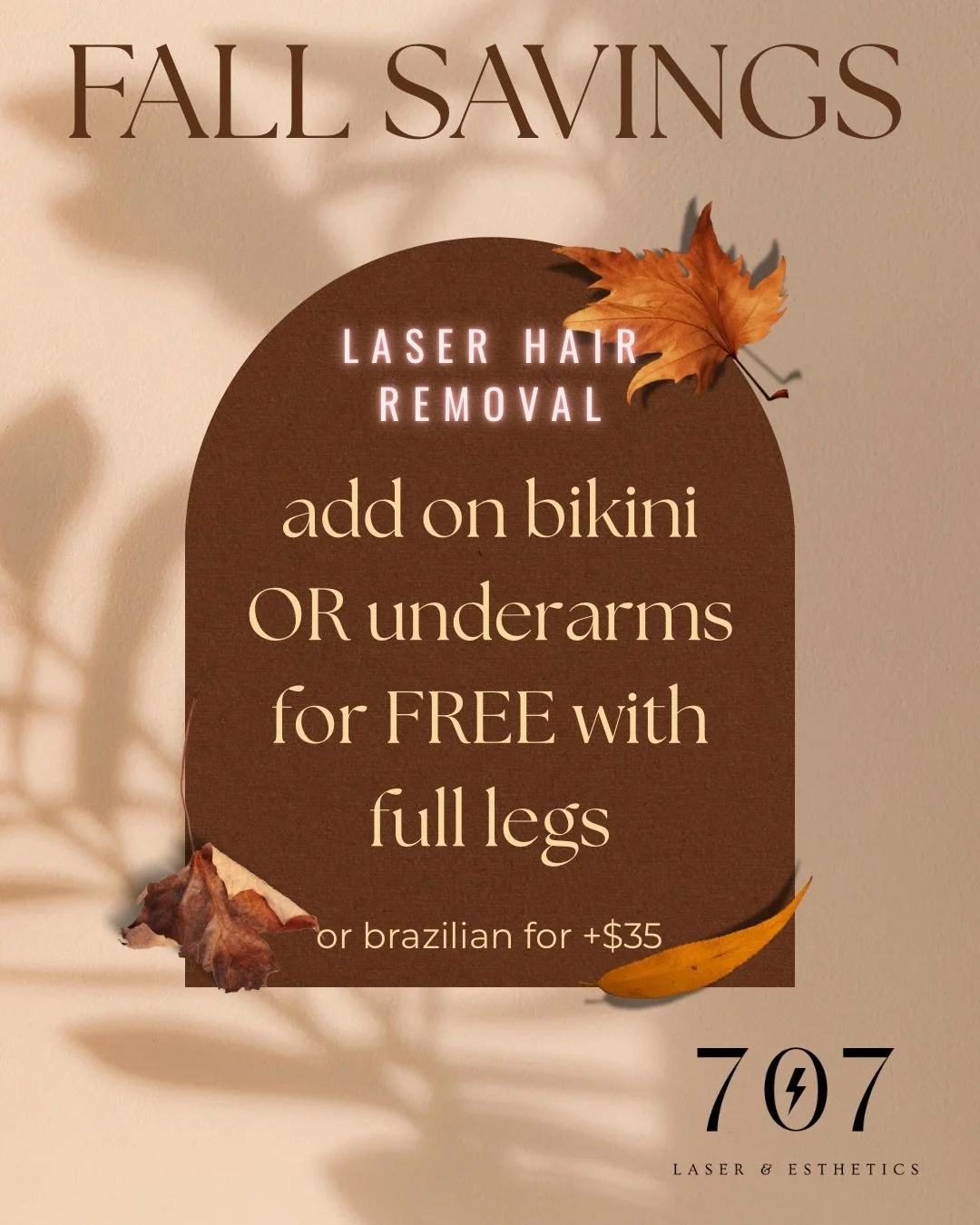 Feel that chill in the air?&hellip;

FALL SAVINGS ARE HERE 🍂✨

Deals are now live on our booking site, link in bio 🔗 Runs until October 1st (see below for details).

💌 DM with questions or appointment requests
📍 707 Laser &amp; Esthetics, St. Cat