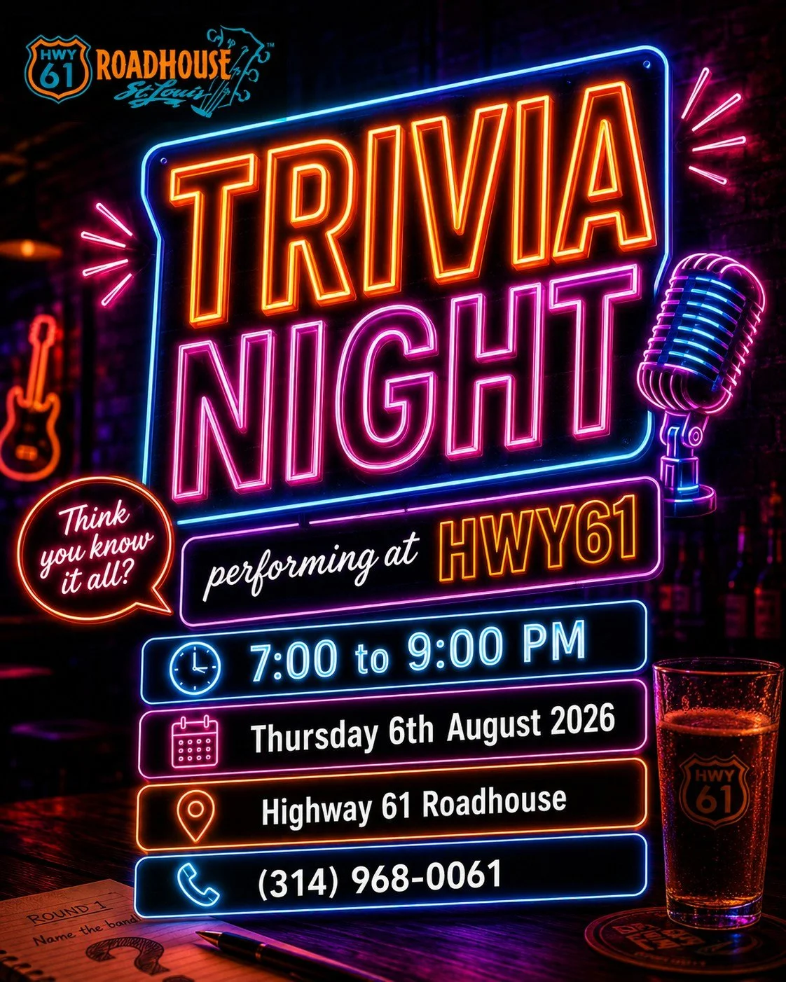 🧠 Trivia Night at HWY61!