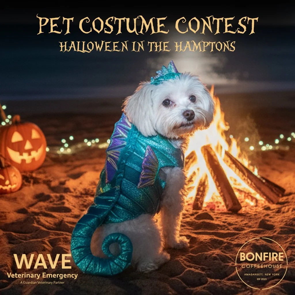 🎃👻 CELEBRATE HALLOWEEN WITH @wavehamptons & @bonfirecoffeehouse! 👻🎃
Get ready to unleash your pet's inner ghoul, goblin, or superhero! We're hosting the most adorable (and rewarding!) Halloween costume contest for your furry friends.
HOW TO