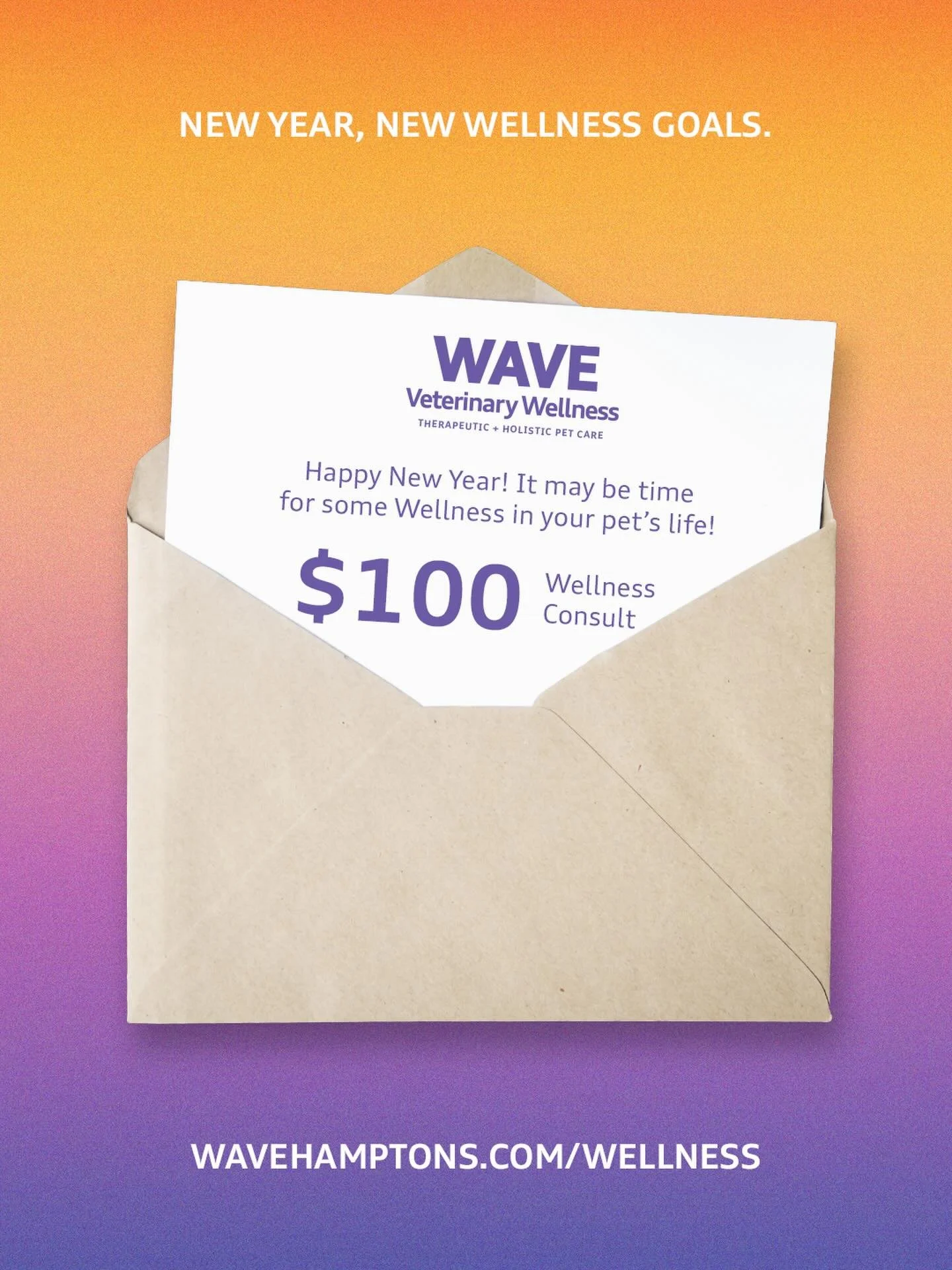 🐾 Happy 2026! 🐾🎉
 Start the new year by giving your pet the ultimate gift: wellness from the inside out 💙

For a limited time, book a Wellness Consultation at Wave for just $100 (now through January 31st). Our dedicated Wellness DVM will evaluate