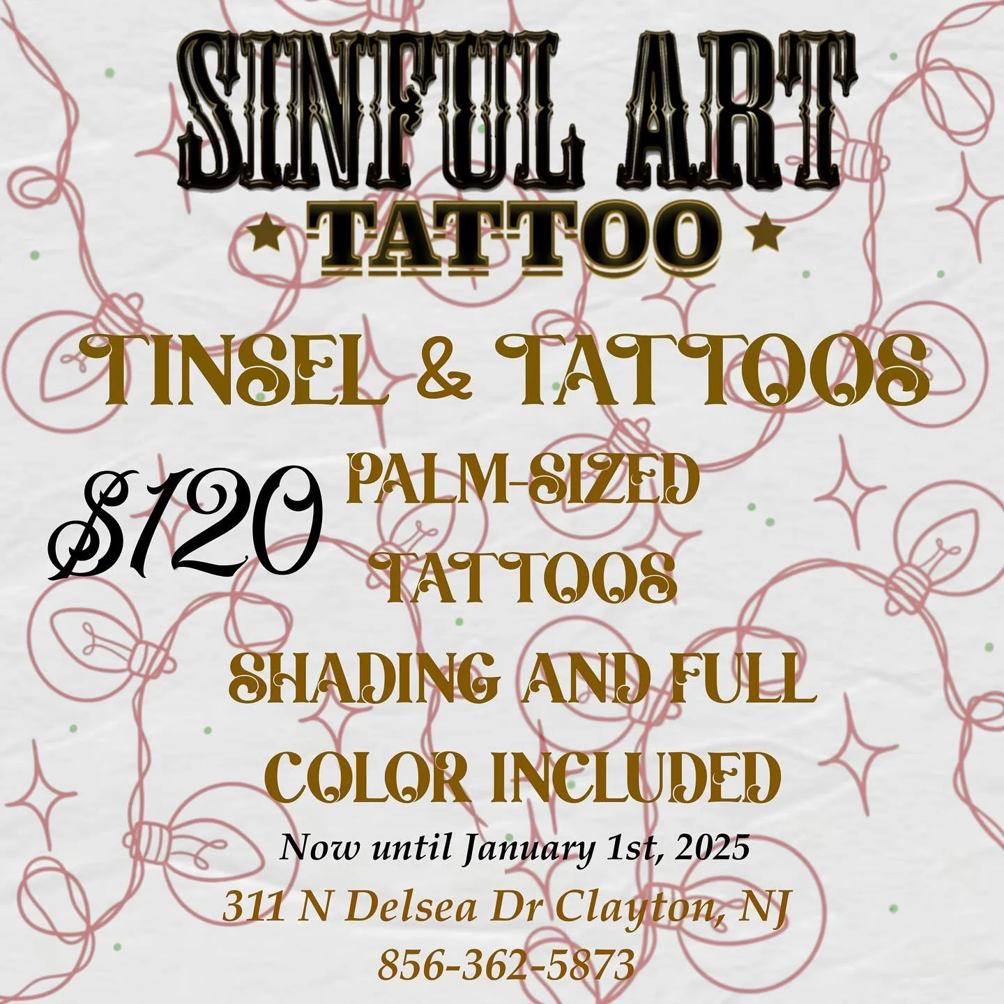 IT’S THE MOST WONDERFUL TIME OF THE YEAR
๐โ๏ธโ๏ธ๐
From now until January 1st, 2025 we are offering a flash special! Choose any of these repeatable designs off of this post for only $120, full color and shading included! All designs will be roug