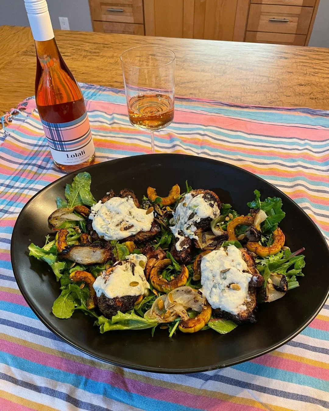 Nothing says summer quite like firing up the grill and opening a cold bottle of ros&eacute;!

This Grilled Za'atar Chicken with Garlic Yogurt &amp; Delicata Salad is packed with flavor and made for warm evenings outside. The herby, garlicky chicken a