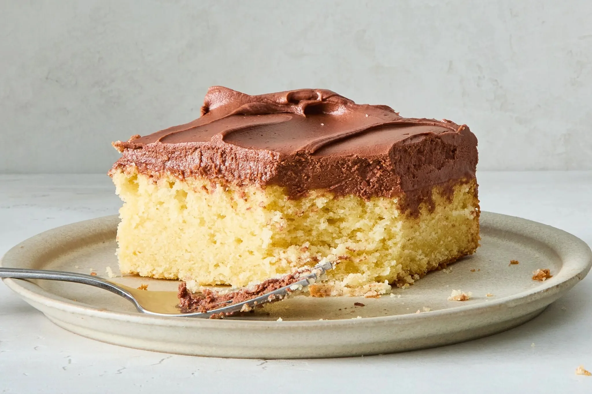 Yellow Sheet Cake With Chocolate Sour Cream Frosting + Rainbow Sprinkles