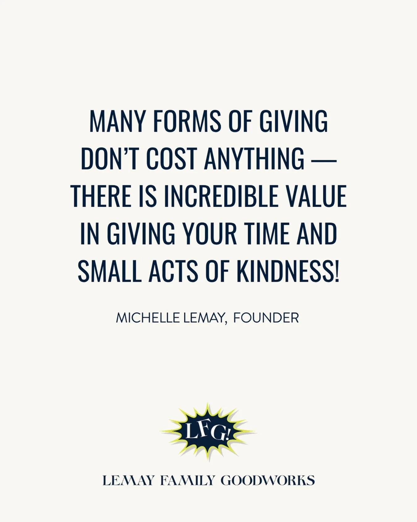 The simplest gestures often leave the deepest impact.

Giving your time, your presence, your kindness&mdash;these are the things people remember. And they don&rsquo;t cost a thing.

Where can you give a little more of yourself this week?