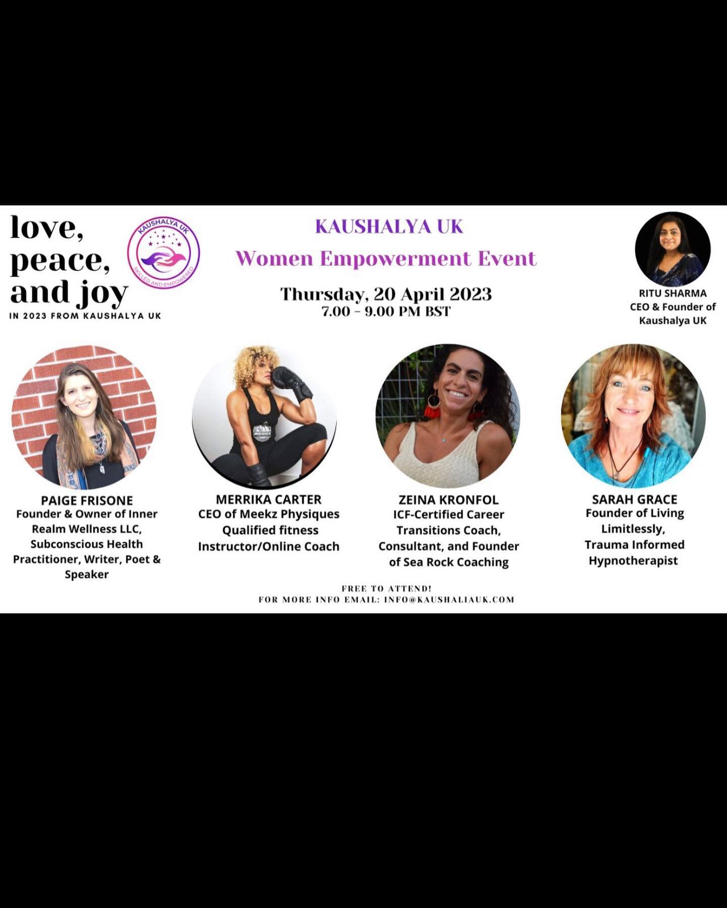 THIS THURSDAY April 20th, 1-3pm CST, I&rsquo;ll be hitting the international stage to talk about navigating change and sharing my story. ⚓️🌊

I will be speaking alongside an amazing lineup of female leaders and would love to have you attend. 🤗 

#l