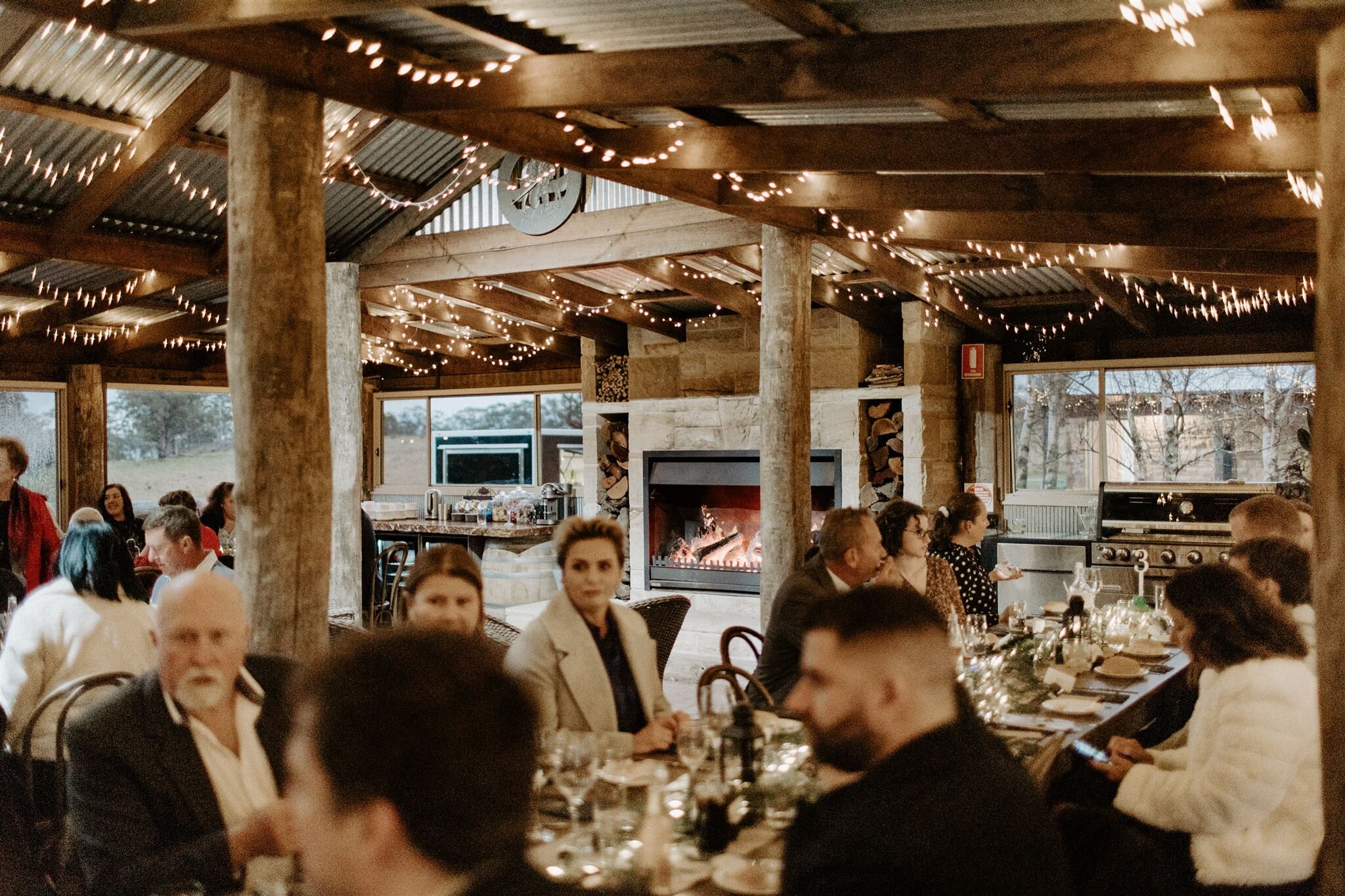 Our Barn can seat up to 100 guests and with the fireplace roaring and fairy lights twinkling, it is the perfect romantic scene for your reception.
.
.
.
.
 #eventvenue #logfire #cosyvibes #woodfire #rusticwedding #farmweddings #barnvenue #sandstonefi